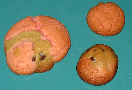 One big cookie and two small ones
